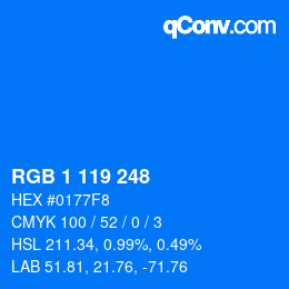 Color code: RGB 1 119 248 | qconv.com