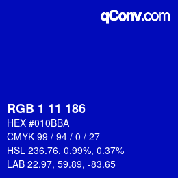 Color code: RGB 1 11 186 | qconv.com
