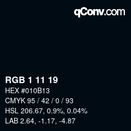 カラーコード: RGB 1 11 19 | qconv.com