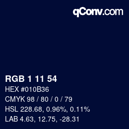Color code: RGB 1 11 54 | qconv.com