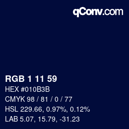 カラーコード: RGB 1 11 59 | qconv.com
