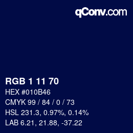 Color code: RGB 1 11 70 | qconv.com