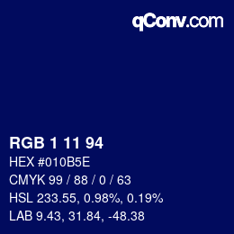 Color code: RGB 1 11 94 | qconv.com