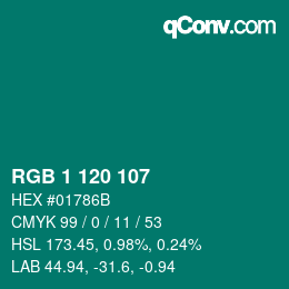 Color code: RGB 1 120 107 | qconv.com