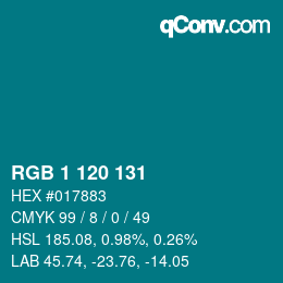 Color code: RGB 1 120 131 | qconv.com