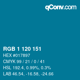 カラーコード: RGB 1 120 151 | qconv.com