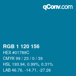 カラーコード: RGB 1 120 156 | qconv.com