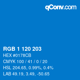 カラーコード: RGB 1 120 203 | qconv.com