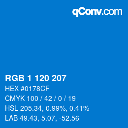 Color code: RGB 1 120 207 | qconv.com