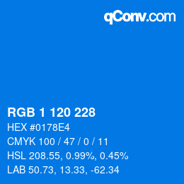 カラーコード: RGB 1 120 228 | qconv.com