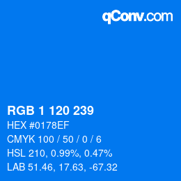 颜色代码: RGB 1 120 239 | qconv.com