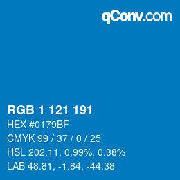 Color code: RGB 1 121 191 | qconv.com