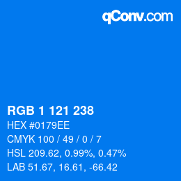 カラーコード: RGB 1 121 238 | qconv.com