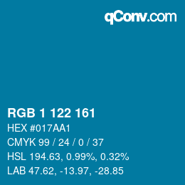 Color code: RGB 1 122 161 | qconv.com
