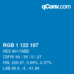 Color code: RGB 1 122 187 | qconv.com