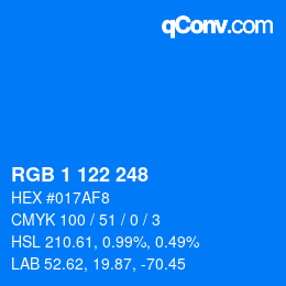 Color code: RGB 1 122 248 | qconv.com
