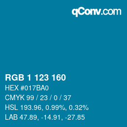Color code: RGB 1 123 160 | qconv.com