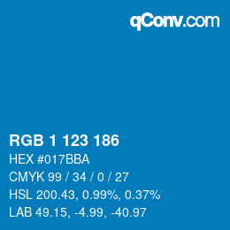 Color code: RGB 1 123 186 | qconv.com