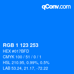 カラーコード: RGB 1 123 253 | qconv.com