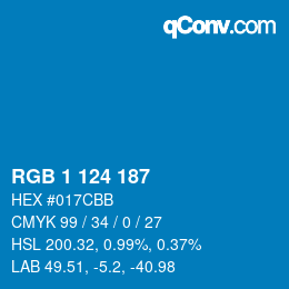 Color code: RGB 1 124 187 | qconv.com