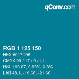 Color code: RGB 1 125 150 | qconv.com