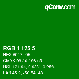 Color code: RGB 1 125 5 | qconv.com