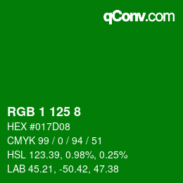 Farbcode: RGB 1 125 8 | qconv.com