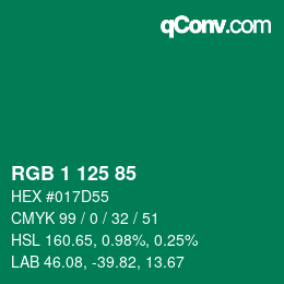 Color code: RGB 1 125 85 | qconv.com