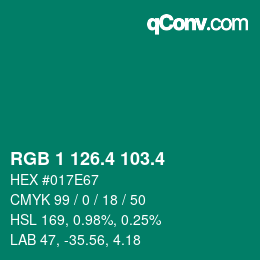 カラーコード: RGB 1 126.4 103.4 | qconv.com