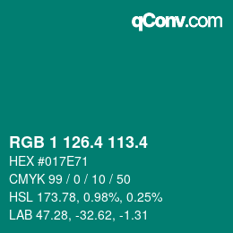カラーコード: RGB 1 126.4 113.4 | qconv.com