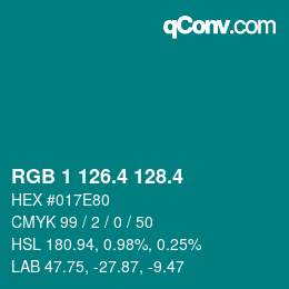 カラーコード: RGB 1 126.4 128.4 | qconv.com