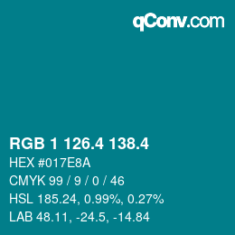 カラーコード: RGB 1 126.4 138.4 | qconv.com