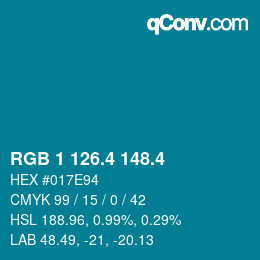 カラーコード: RGB 1 126.4 148.4 | qconv.com