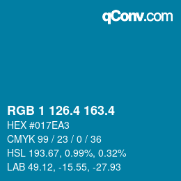 カラーコード: RGB 1 126.4 163.4 | qconv.com
