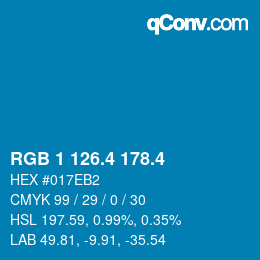 カラーコード: RGB 1 126.4 178.4 | qconv.com