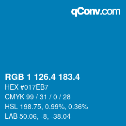 カラーコード: RGB 1 126.4 183.4 | qconv.com