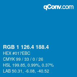 カラーコード: RGB 1 126.4 188.4 | qconv.com