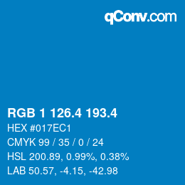 カラーコード: RGB 1 126.4 193.4 | qconv.com