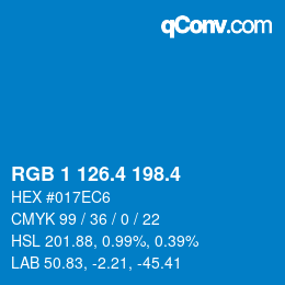 カラーコード: RGB 1 126.4 198.4 | qconv.com