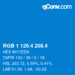 カラーコード: RGB 1 126.4 208.4 | qconv.com