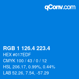 カラーコード: RGB 1 126.4 223.4 | qconv.com