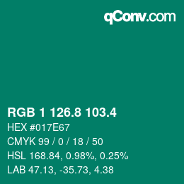 カラーコード: RGB 1 126.8 103.4 | qconv.com