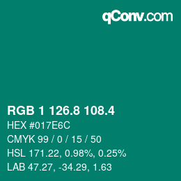 カラーコード: RGB 1 126.8 108.4 | qconv.com