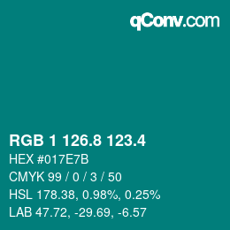 カラーコード: RGB 1 126.8 123.4 | qconv.com