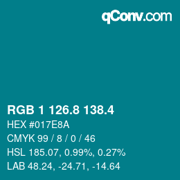 カラーコード: RGB 1 126.8 138.4 | qconv.com