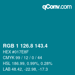 カラーコード: RGB 1 126.8 143.4 | qconv.com