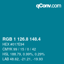 カラーコード: RGB 1 126.8 148.4 | qconv.com