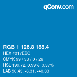 カラーコード: RGB 1 126.8 188.4 | qconv.com