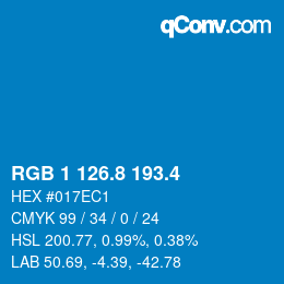 カラーコード: RGB 1 126.8 193.4 | qconv.com
