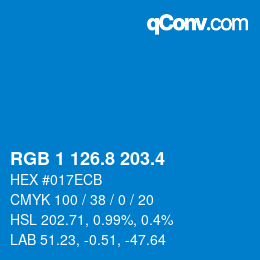 カラーコード: RGB 1 126.8 203.4 | qconv.com